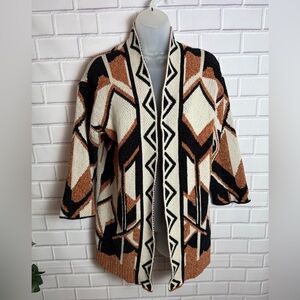 Marled Geometric Black and Brown Cardigan/size S